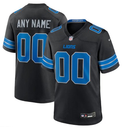 Mens Detroit Lions Nike Road Game Custom Black Jersey